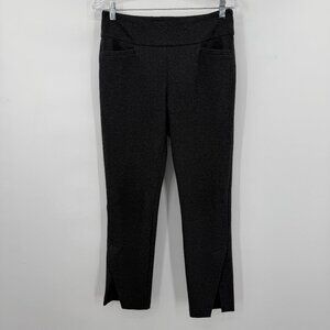 UP! Heather Gray Pull On Stretch Pants Ankle Slit Hem Size 8